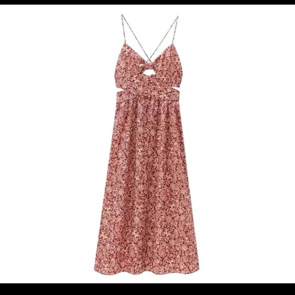 NWT Zara Cut Out Floral Printed Midi/Maxi Dress 
size XL - Picture 2 of 12